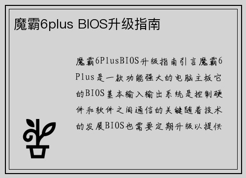 魔霸6plus BIOS升级指南